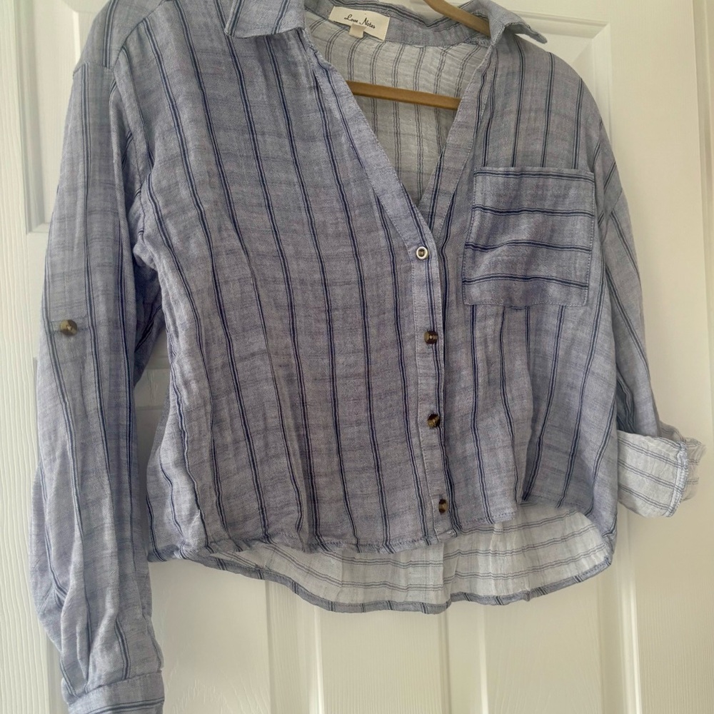 Love Notes Blue Striped Top
